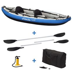 SPEEDO SHOP 24 KANGUI Canoë Kayak Gonflable Bleu 1 à 2 Places + Pagaie + Sac Transport + Pompe Double Action+ Kit De Réparation