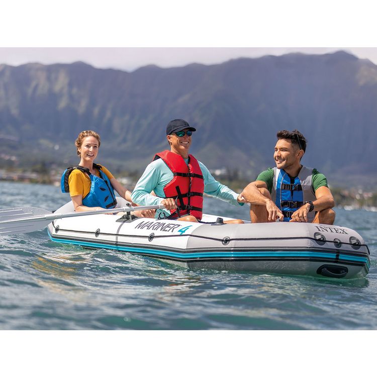 INTEX Kit Bateau Gonflable 4 Places Mariner 4 Avec Rames Et Gonfleur - Intex 4 INTEX Kit Bateau Gonflable 4 Places Mariner 4 Avec Rames Et Gonfleur - Intex – Image 2