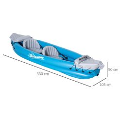 OUTSUNNY Canoé Kayak Gonflable 2 Personnes - Gonfleur, Kit Réparation, 2 Rames Inclus - PVC Gris Bleu -SPEEDO SHOP unnamed file 325