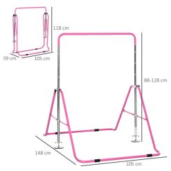 HOMCOM Barre Fixe De Gymnastique Enfant - Barre De Gymnastique Pliable Hauteur Réglable 4 Niv. 88 à 128 Cm - Acier Rose -SPEEDO SHOP unnamed file 607