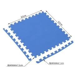 HOMCOM Tapis En Mousse De Protection Sol Tapis De Fitness 62 Cm X 62 Cm X 1 Cm Avec Bordures Tapis Puzzle 25 Pièces 9,3 M² De Surface Bleu -SPEEDO SHOP unnamed file 610