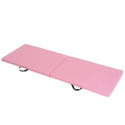 HOMCOM Tapis De Gymnastique Yoga Pilates Fitness Pliable Portable Grand Confort 180L X 60l X 5H Cm RevĂȘtement SynthĂ©tique Rose