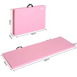 HOMCOM Tapis De Gymnastique Yoga Pilates Fitness Pliable Portable Grand Confort 180L X 60l X 5H Cm Revêtement Synthétique Rose -SPEEDO SHOP unnamed file 643