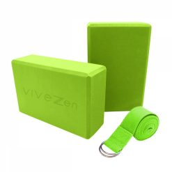 VIVEZEN Lot De 2 Briques De Yoga 23 X 15 X 7,5 Cm Et Sangle De Yoga 183 X 3,8 Cm - EVA